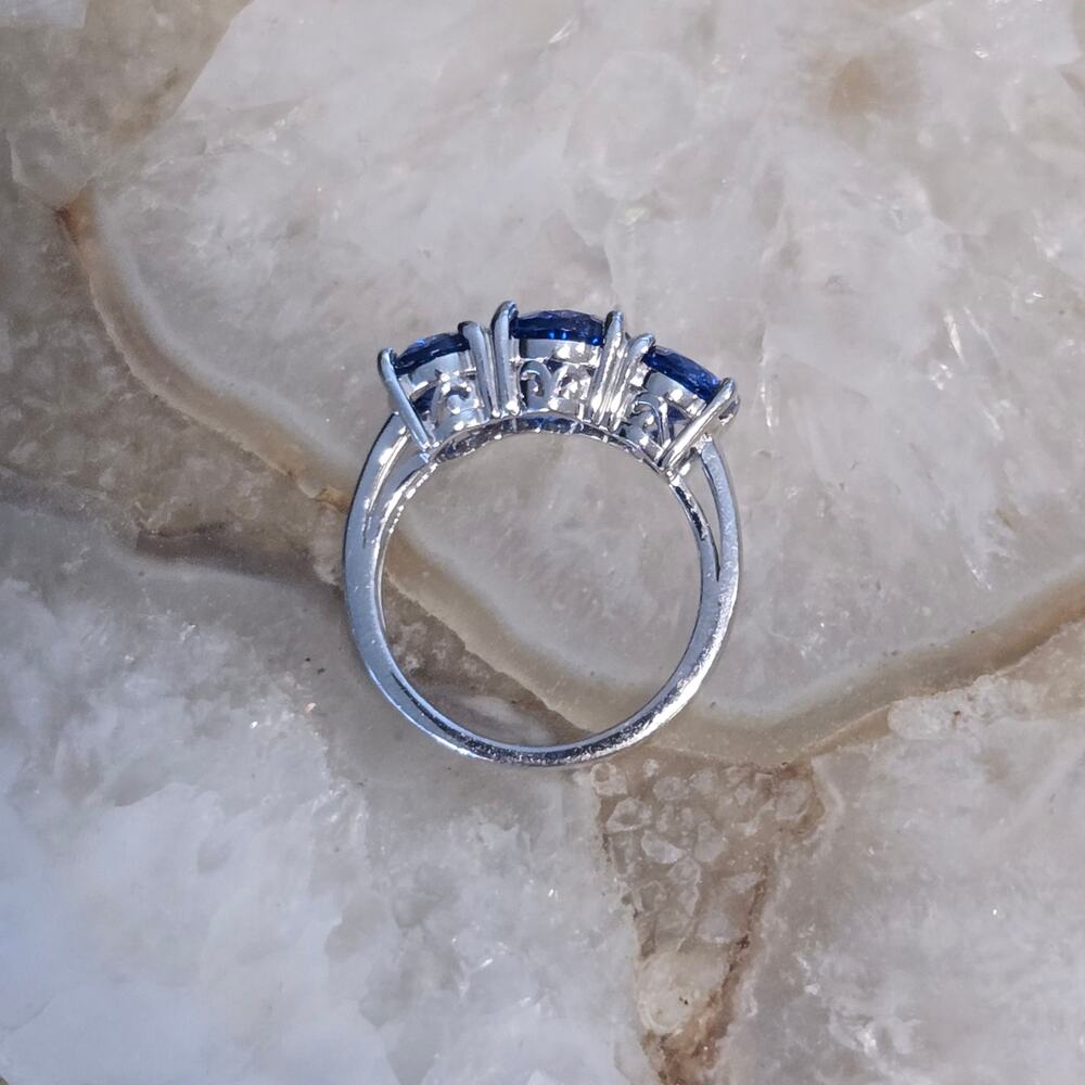 Vintage BBJ Bangkok Sterling Silver Blue Sapphire Statement Ring - Picture 8 of 16